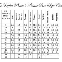 Ballet Pointe Shoes Size Chart