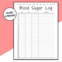 Blood Sugar Diary Printable Chart