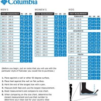 Columbia Women S Shoes Size Chart