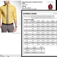 Express Suit Jacket Size Chart
