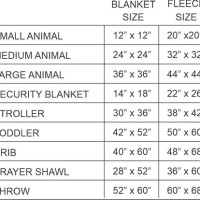 Fleece Tie Blanket Size Chart