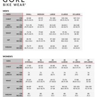 Gore Bike Wear Jacket Size Chart