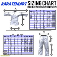 Martial Arts Clothing Size Chart