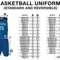 Mens Basketball Jersey Size Chart