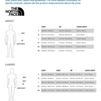 North Face Size Chart Mens Jackets
