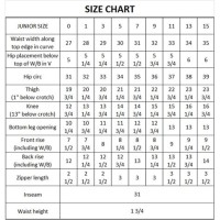 Pants Size Chart Juniors