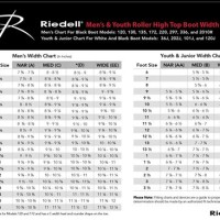 Riedell Roller Derby Skates Size Chart