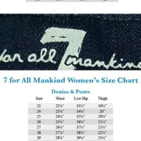 Seven Mankind Jeans Size Chart