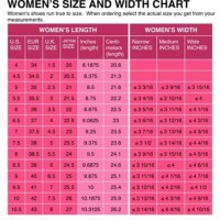 Size Chart For Shoes Womens