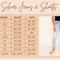 Size Chart For Silver Womens Jeans