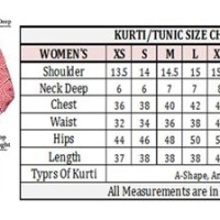 Size Chart For Women Kurti