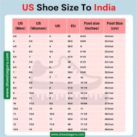 Size Chart For Women S Shoes India