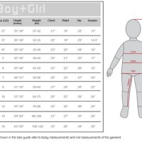 Standard Size Chart For Children S Clothing