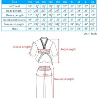 Taekwondo Pants Size Chart