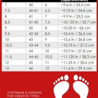 Uk Men S Shoe Size Chart Inches