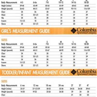 Columbia Sportswear Youth Size Chart
