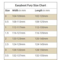 Easyboot Fury Sling Size Chart
