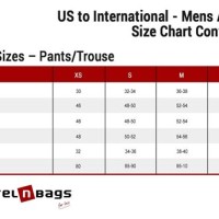 European American Size Chart Pants