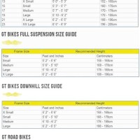Gt Bikes Size Chart