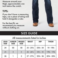 Jeans Size Chart Women S Wrangler