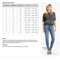 Levi 8217 S Misses Jeans Size Chart