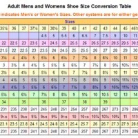 Male To Female Shoe Size Conversion Chart