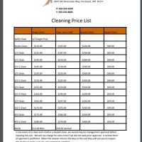 Mercial Cleaning Rates Chart