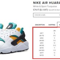 Nike Huarache Sizing Chart