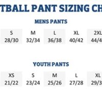 Riddell Youth Football Pants Size Chart