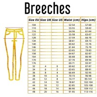 Riding Breeches Size Chart