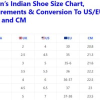 Shoe Size Chart Indian To Euro