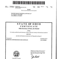 State Of Ohio Corporation Charter Number