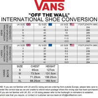 Vans Shoes Size Chart Mens To Womens
