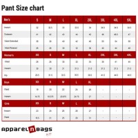 Xl Pants Size Chart